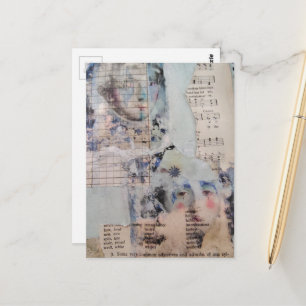 Carte Postale Visages uniques vintage en média mixtes