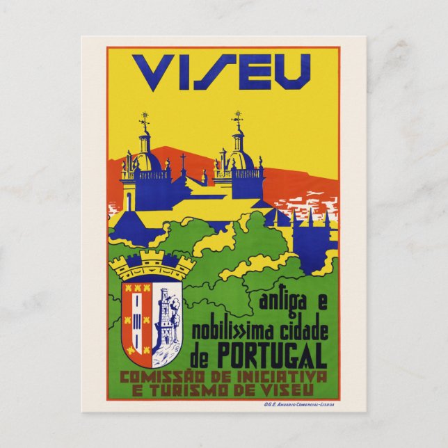 Carte Postale Viseu Portugal Poster vintage 1934 (Devant)