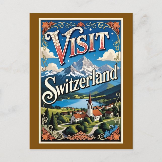 Carte Postale Visit Switzerland travel poster (Devant)