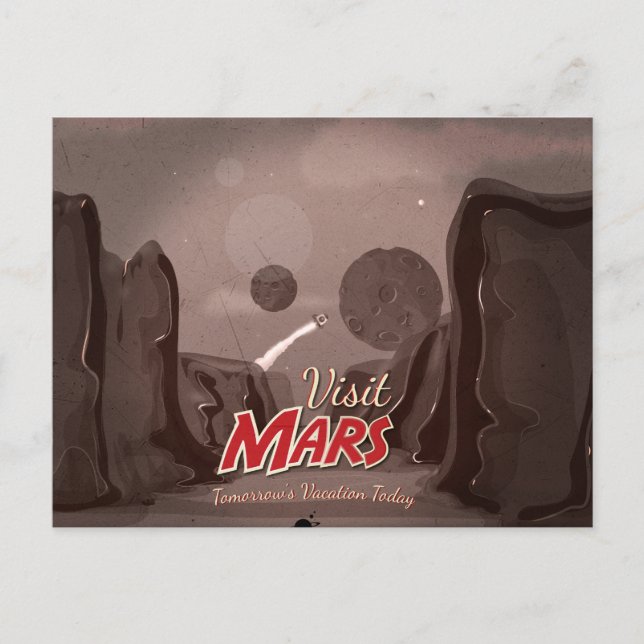 Carte Postale Visite Affiche Mars Vintage (Devant)