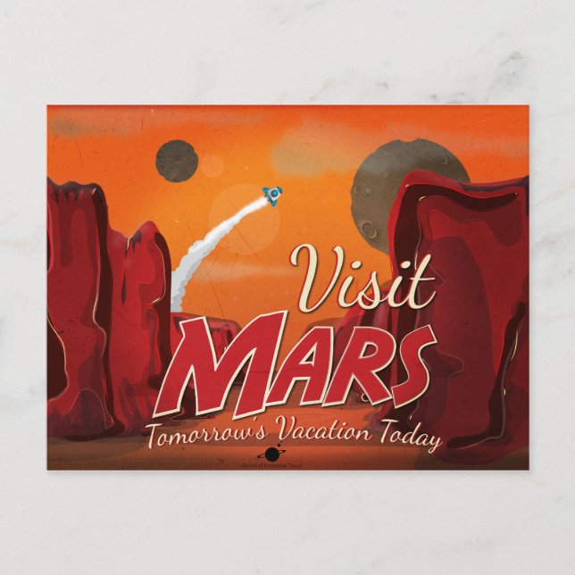 Carte Postale Visite Affiche Mars Vintage (Devant)