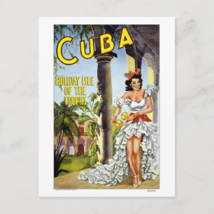 Carte Postale Visite colorée de Cuba par une danseuse vintage