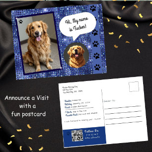 Carte Postale Visite de chien de thérapie Blue Sparkle