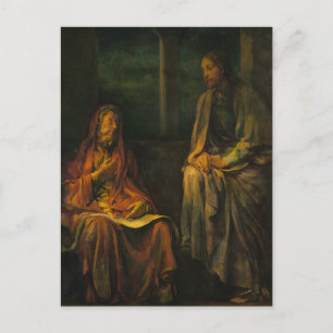 Carte Postale Visite de Nicodème au Christ par John La Farge