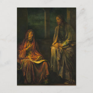 Carte Postale Visite de Nicodemus au Christ par Jean La Farge