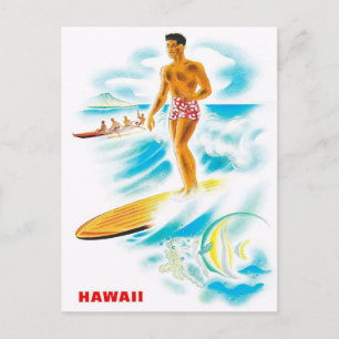 Carte Postale Visite Hawaii - Surf - Voyage vintage