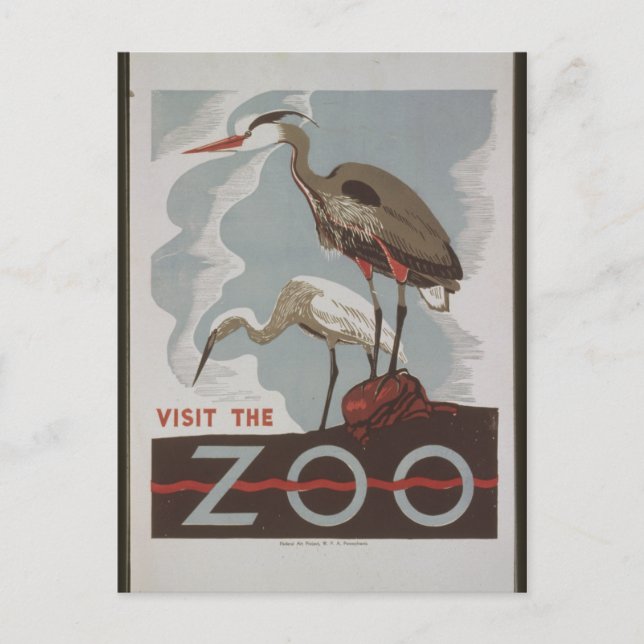 Carte Postale Visite vintage du zoo (Devant)