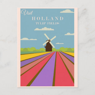 Carte Postale Visite vintage Holland Tulip Fields Affiche de voy