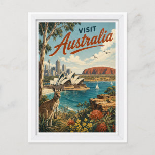 Carte Postale Visiter l'Australie Voyage Vintage