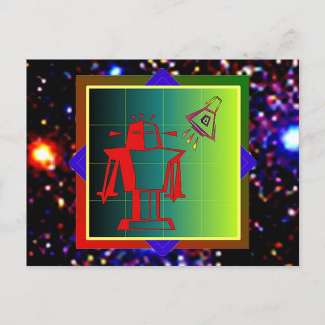 Carte Postale Visiteur de robots (Devant)