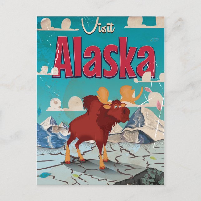 Carte Postale Visitez Alaska Cartoon Poster vintage (Devant)