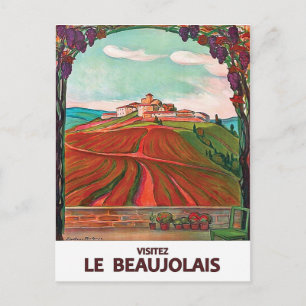 Carte Postale Visitez Beaujolais, France. Voyage vintage françai