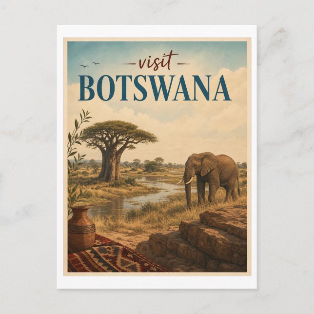 Carte Postale Visitez Botswana Travel Vintage (Devant)