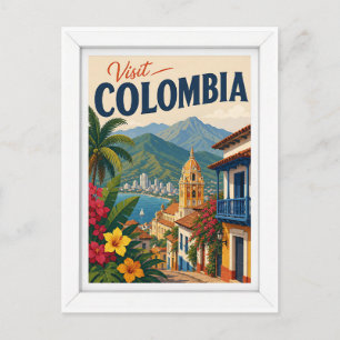 Carte Postale Visitez Colombia Travel Vintage