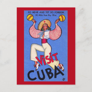 Carte Postale Visitez Cuba Color Travel Vintage