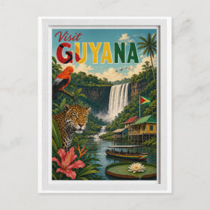 Carte Postale Visitez Guyana Travel Vintage
