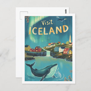 Carte Postale Visitez Islande Vintage célèbre Travel Place