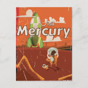 Carte Postale Visitez la planète Mercure Dessin animé vintage de