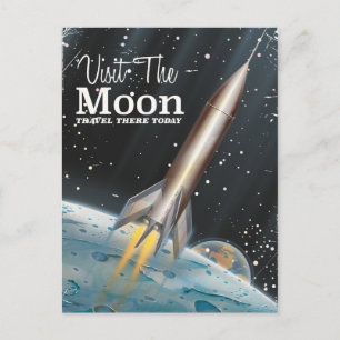 Carte Postale Visitez l'affiche de voyage de science-fiction vin