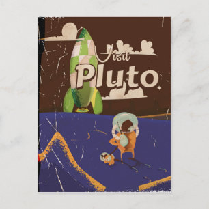 Carte Postale Visitez l'affiche de voyage vintage de Pluton