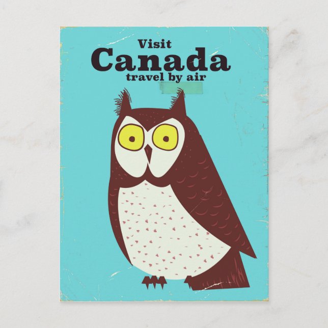 Carte Postale Visitez l'affiche du hibou du Canada (Devant)