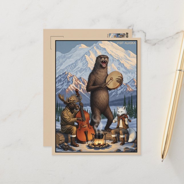 Carte Postale Visitez l'art WPA de l'Alaska (Devant/Arrière en situation)