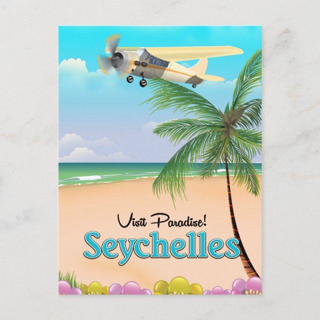 Carte Postale Visitez le paradis ! Affiche de voyage aux Seychel (Devant)