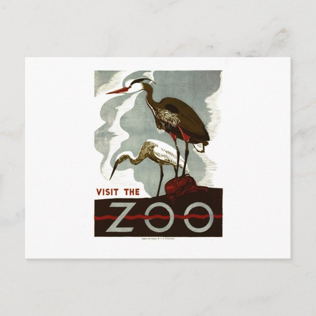 Carte Postale Visitez le zoo - l'affiche de WPA - (Devant)