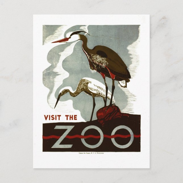 Carte Postale Visitez le zoo - l'affiche de WPA - (Devant)