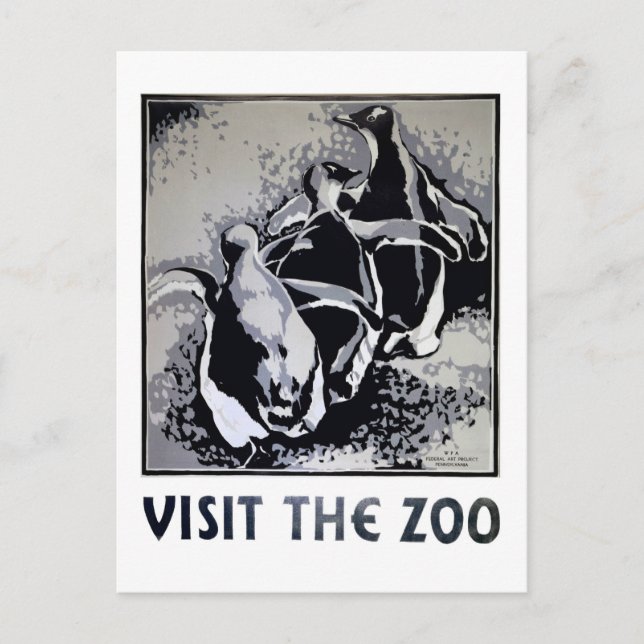 Carte Postale Visitez le zoo - Poster de WPA - (Devant)
