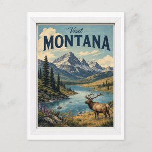 Carte Postale Visitez Montana Travel Vintage