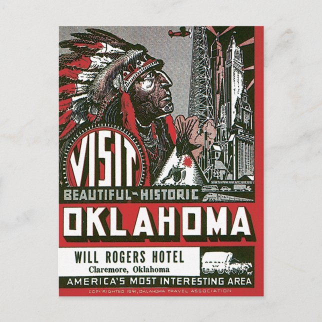 Carte Postale Visitez Oklahoma OK USA Vintage (Devant)