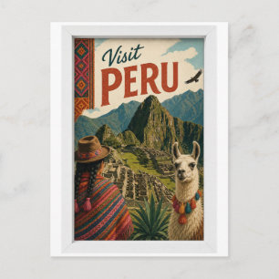 Carte Postale Visitez Pérou Travel Vintage