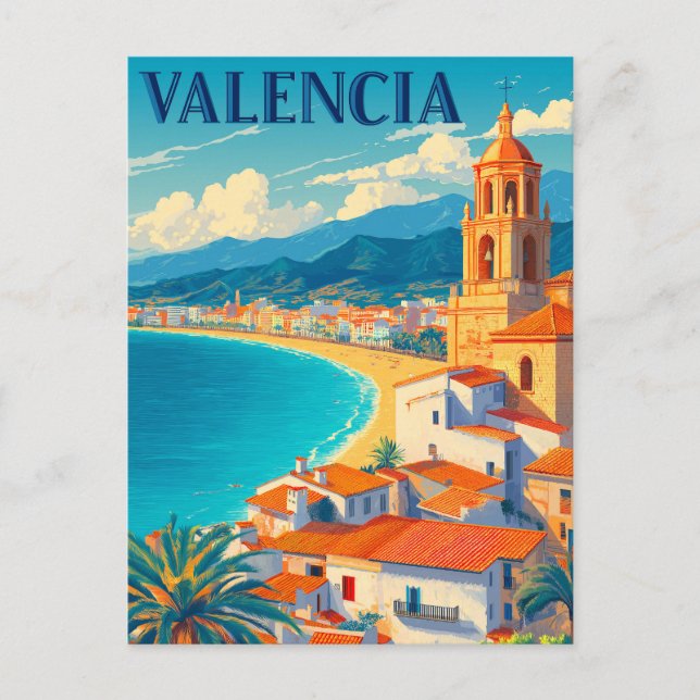 Carte Postale Visitez Valencia Espagne | Retro Travel (Devant)