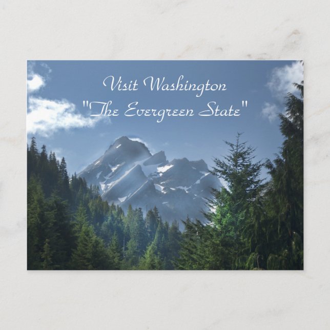Carte Postale Visitez Washington "L'Etat À feuillage persistant" (Devant)