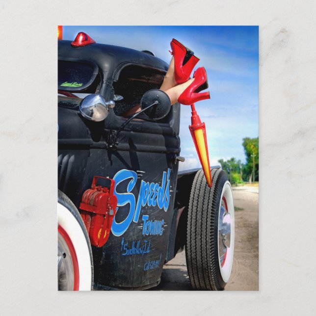 Carte Postale Vitesse Towing Rat Rod Camion Rockabilly Betty (Devant)