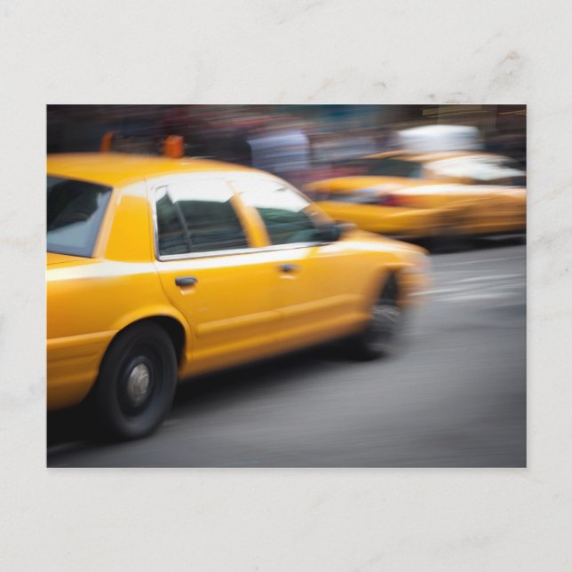 Carte Postale Vitesse Yellow NY City Taxi Cab avec flou de mouve (Devant)