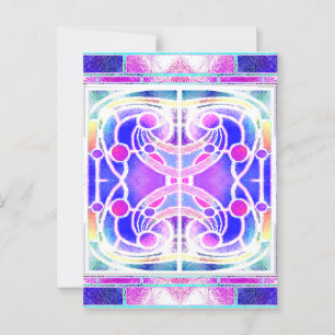 Carte Postale Vitrail de cathédrale en lilas et rose