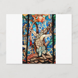Carte Postale Vitrail de crucifixion Jésus Christ