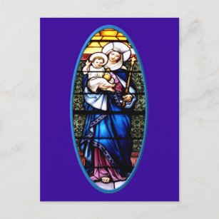 Carte Postale Vitrail de Jésus et Marie