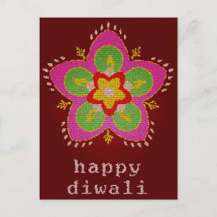 Carte Postale vitrail diwali heureux rangoli