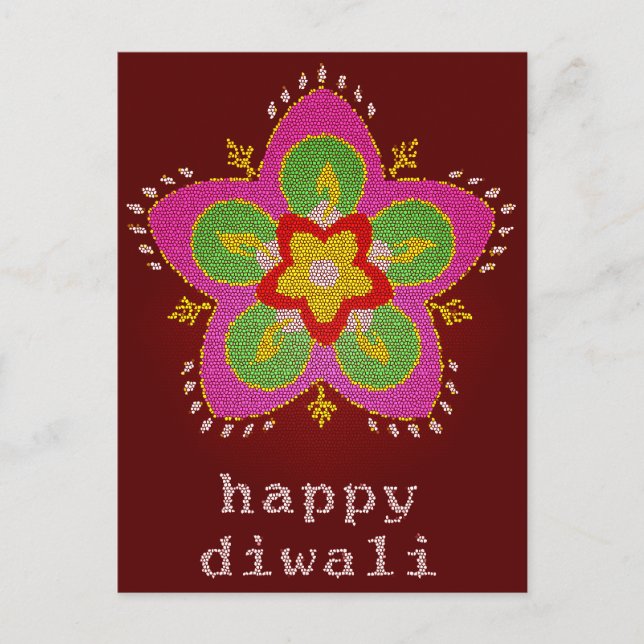 Carte Postale vitrail diwali heureux rangoli (Devant)