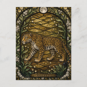 Carte Postale Vitrail Illumina du fourré du rocher léopard