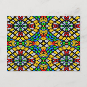 Carte Postale Vitrail jaune, rouge et bleu