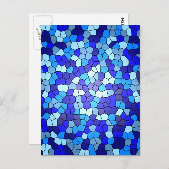 Carte Postale Vitraux aux nuances de bleu par Shirley Taylor (Devant / Derrière)