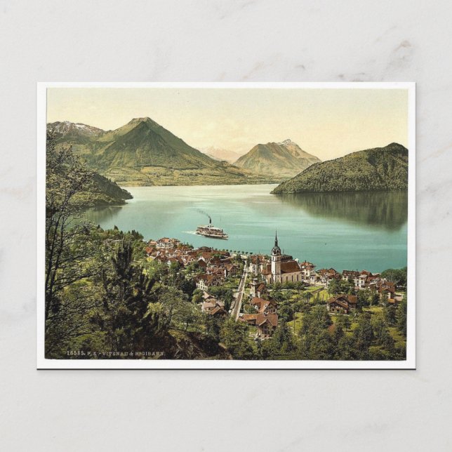 Carte Postale Vitznau et Rigibahn, Lac Lucerne, Suisse cl (Devant)