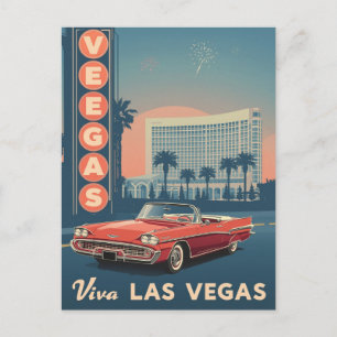 Carte Postale Viva Las Vegas Voyage Artistique Rétro