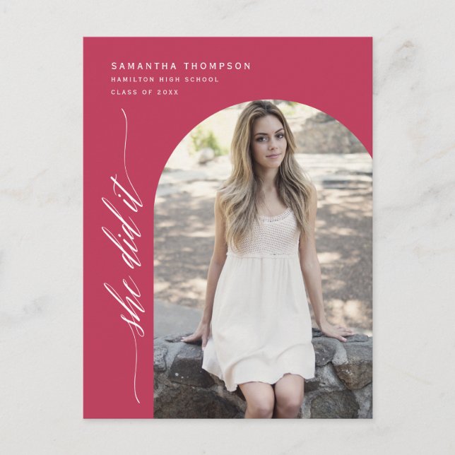 Carte Postale Viva Magenta Elle L'A Fait Graduation Arch Photo P (Devant)