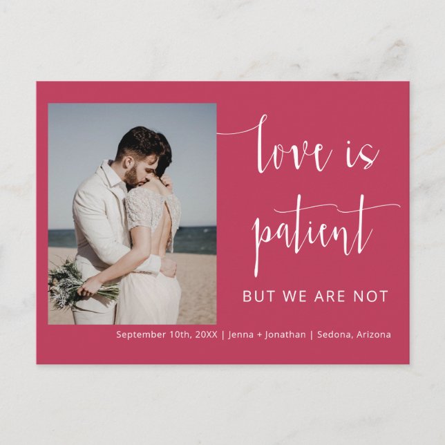 Carte Postale Viva Magenta Moderne Script Minimal Elopement Phot (Devant)