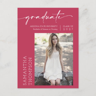 Carte Postale Viva Magenta Script Minimal Elle L'A Fait Photo Gr